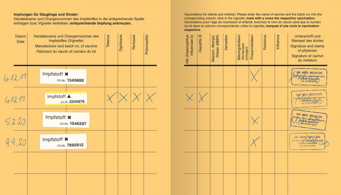 Impfpass ausgefüllt