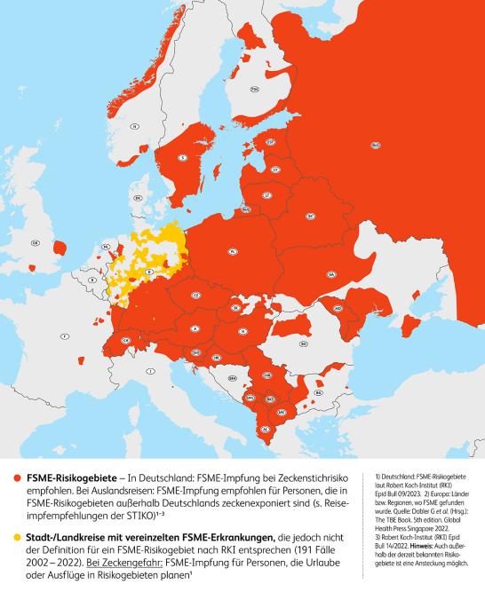 FSME-Risikogebiete in Europa
