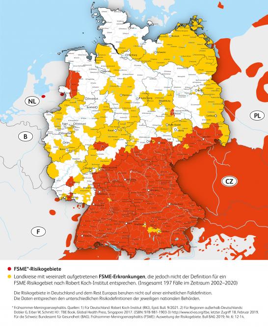 FSME-Risikogebiete in Deutschland